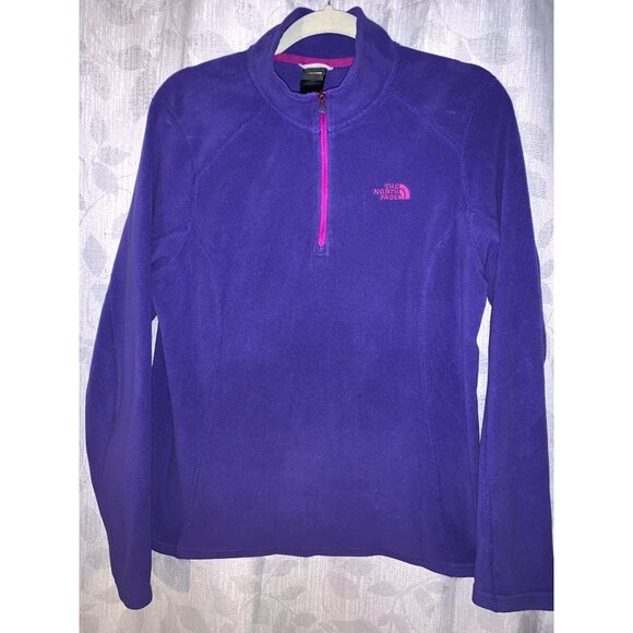 The North Face Womens Purple Quarter-Zip Fleece Pullover Jacket Size L - Picture 1 of 5